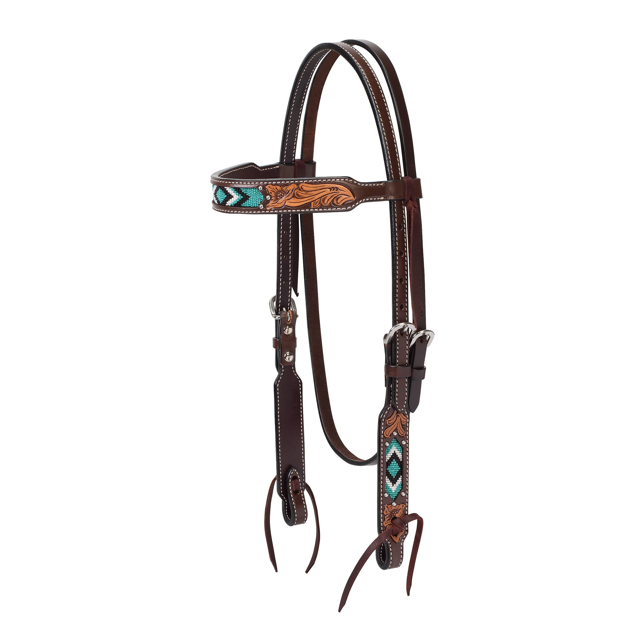 Turquoise Cross Turquoise Beaded Browband Headstall – Weaver Equine
