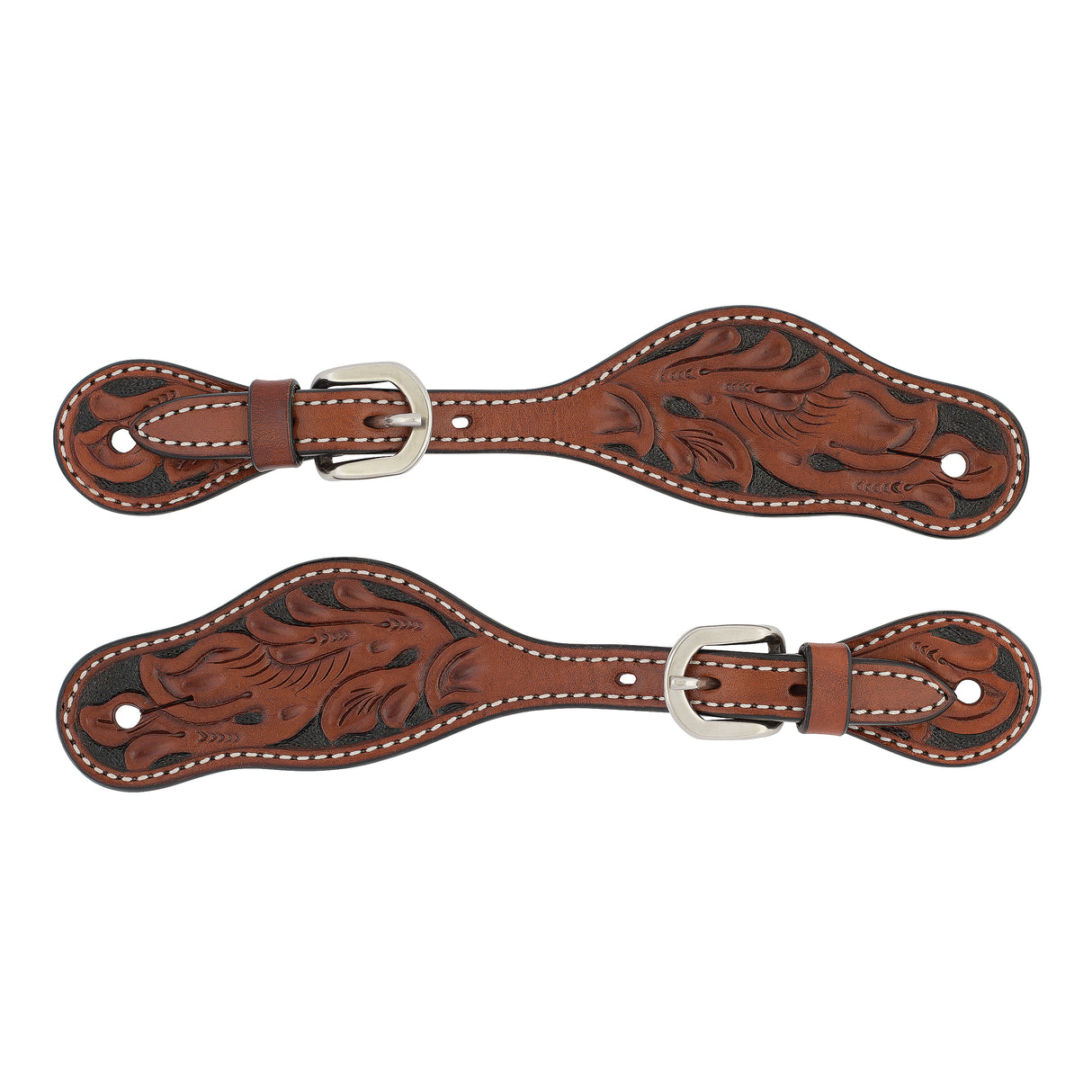 Turquoise Cross Floral Carved Ladies' Spur Straps