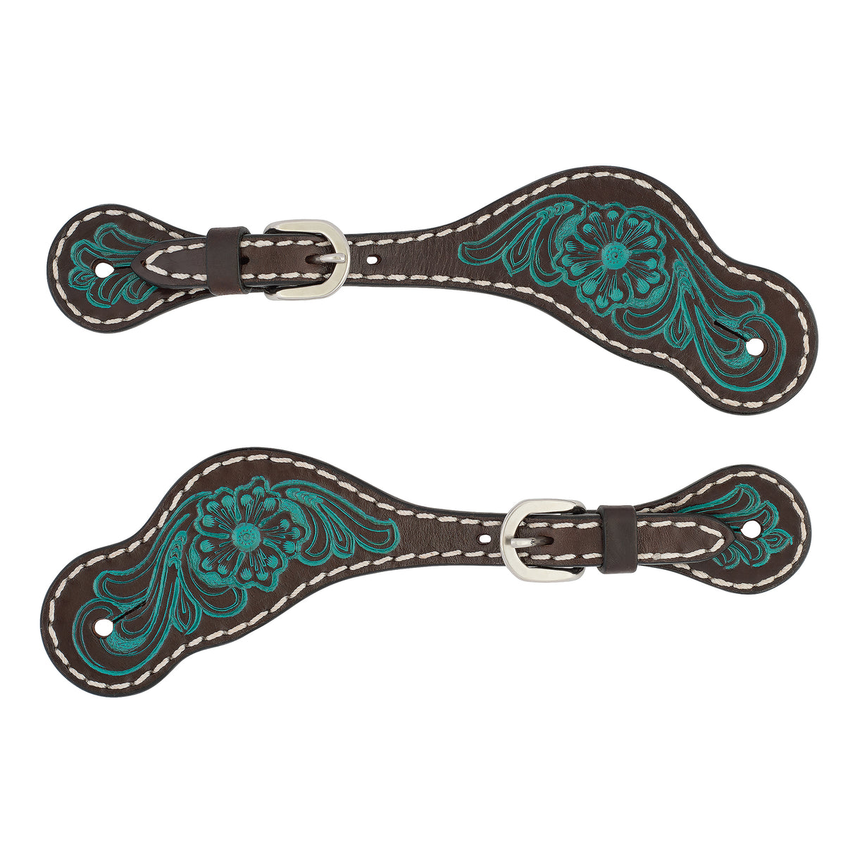 Turquoise Cross Carved Turquoise Flower Ladies' Spur Straps