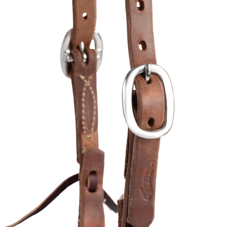 Oiled Hermann Oak Harness Leather Headstall with Tie Ends