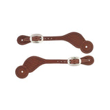 Basketweave Skirting Leather Spur Straps, Regular, Brown