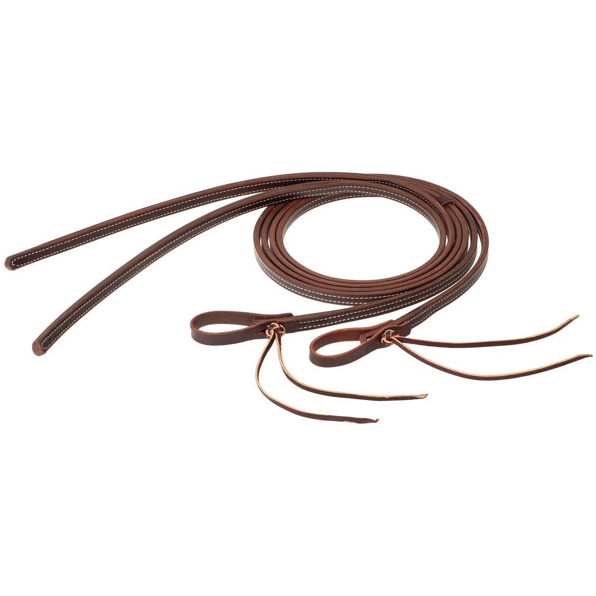 STS Ranch Signature Tack Latigo Leather Split Rein, Pineapple Knot, 8'