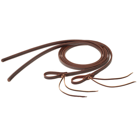 STS Ranch Signature Tack Latigo Leather Split Rein, Pineapple Knot, 8'