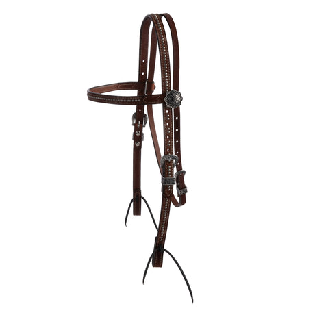 Horse Tack - Coiffe western à oreille unique en cuir avec Horse Tack - Coiffe western à oreille unique en cuir avec