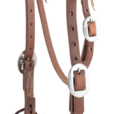 Oiled Hermann Oak Harness Leather Headstall with Tie Ends