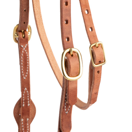 Hermann Oak Harness Leather Quick Change Headstall with Leather Tab Ends