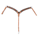Turquoise Cross Cactus Tooled Contoured Breast Collar