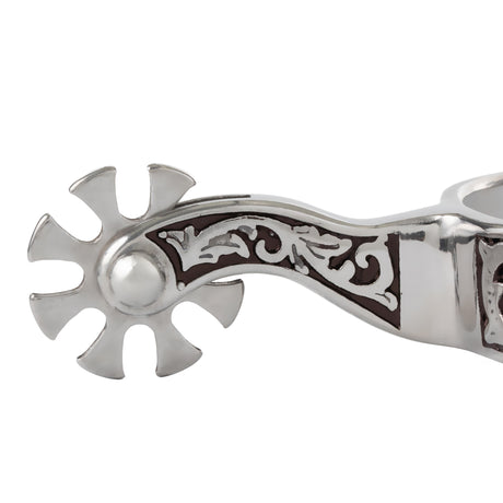 Men's Spurs with Engraved Band and Black Background