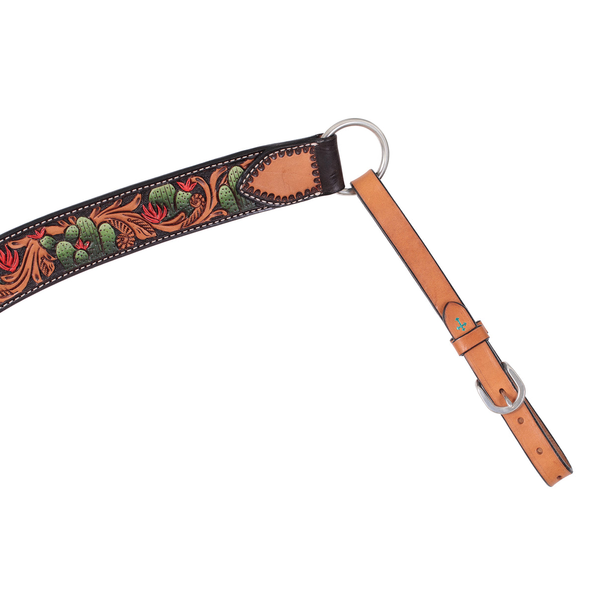 Turquoise Cross Cactus Tooled Contoured Breast Collar