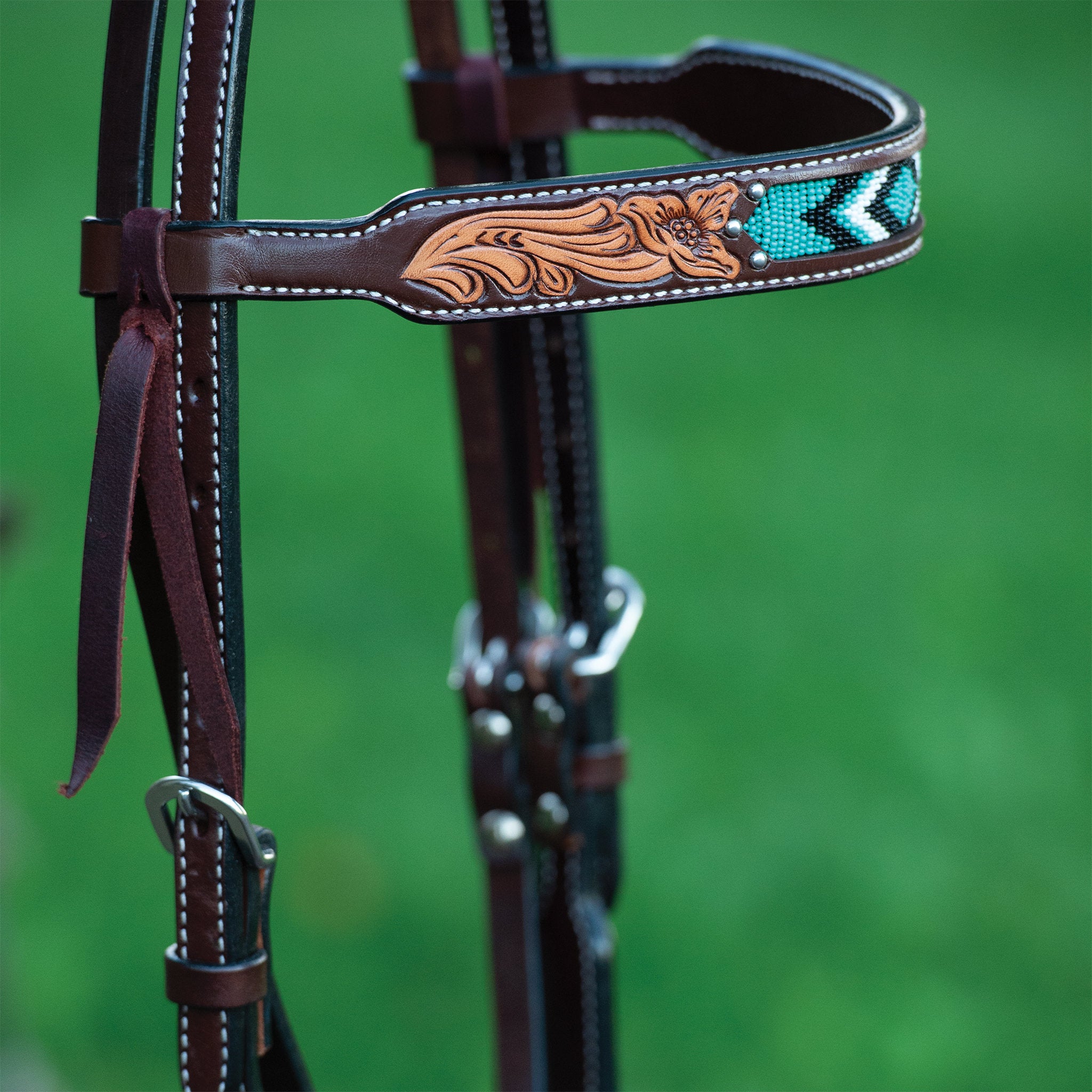 Turquoise Cross Turquoise Beaded Browband Headstall – Weaver Equine