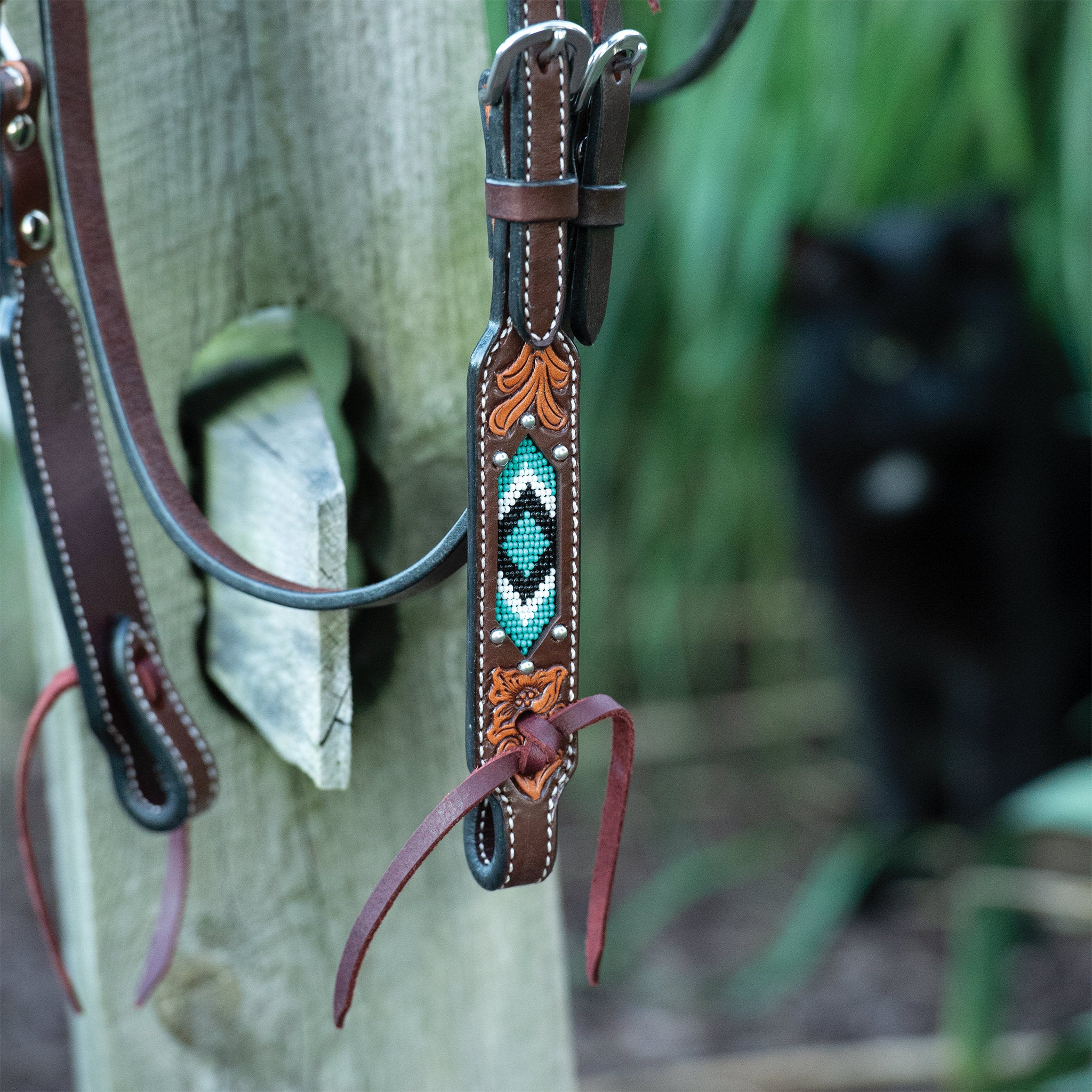 Turquoise Cross Turquoise Beaded Browband Headstall – Weaver Equine