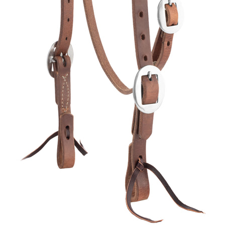 Oiled Hermann Oak Harness Leather Headstall with Tie Ends