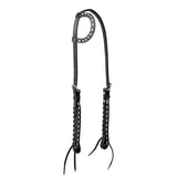 Black Leather Floral Buckstitch Headstall