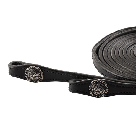 Back In Black Leather Reins, 5/8"