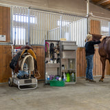 Rolling Barn Utility Cart with Saddle Rack & Grooming Basket