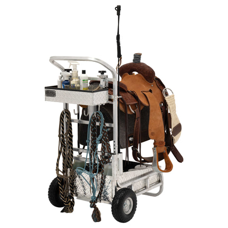 Rolling Barn Utility Cart with Saddle Rack & Grooming Basket
