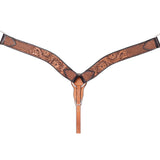 Turquoise Cross Tooled Floral Basketweave Contoured Breast Collar