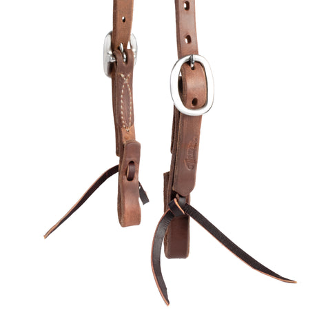 Oiled Hermann Oak Harness Leather Headstall with Tie Ends