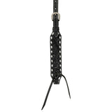 Black Leather Floral Buckstitch Headstall