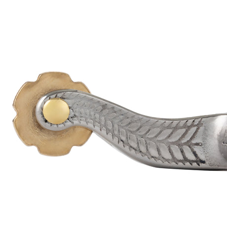 Men’s Roping Spurs with Engraved Band and Rosebud Rowel