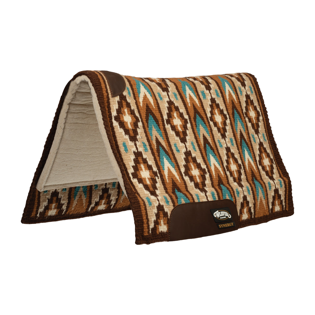 Synergy Blanket-Top Wool Felt Saddle Pad in Brown, Turquoise, Black, Purple Southwestern Patterns