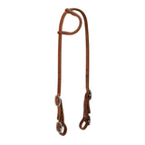 5/8" Oiled Hermann Oak Harness Leather Sliding Ear Headstall with Buckle Bit Ends