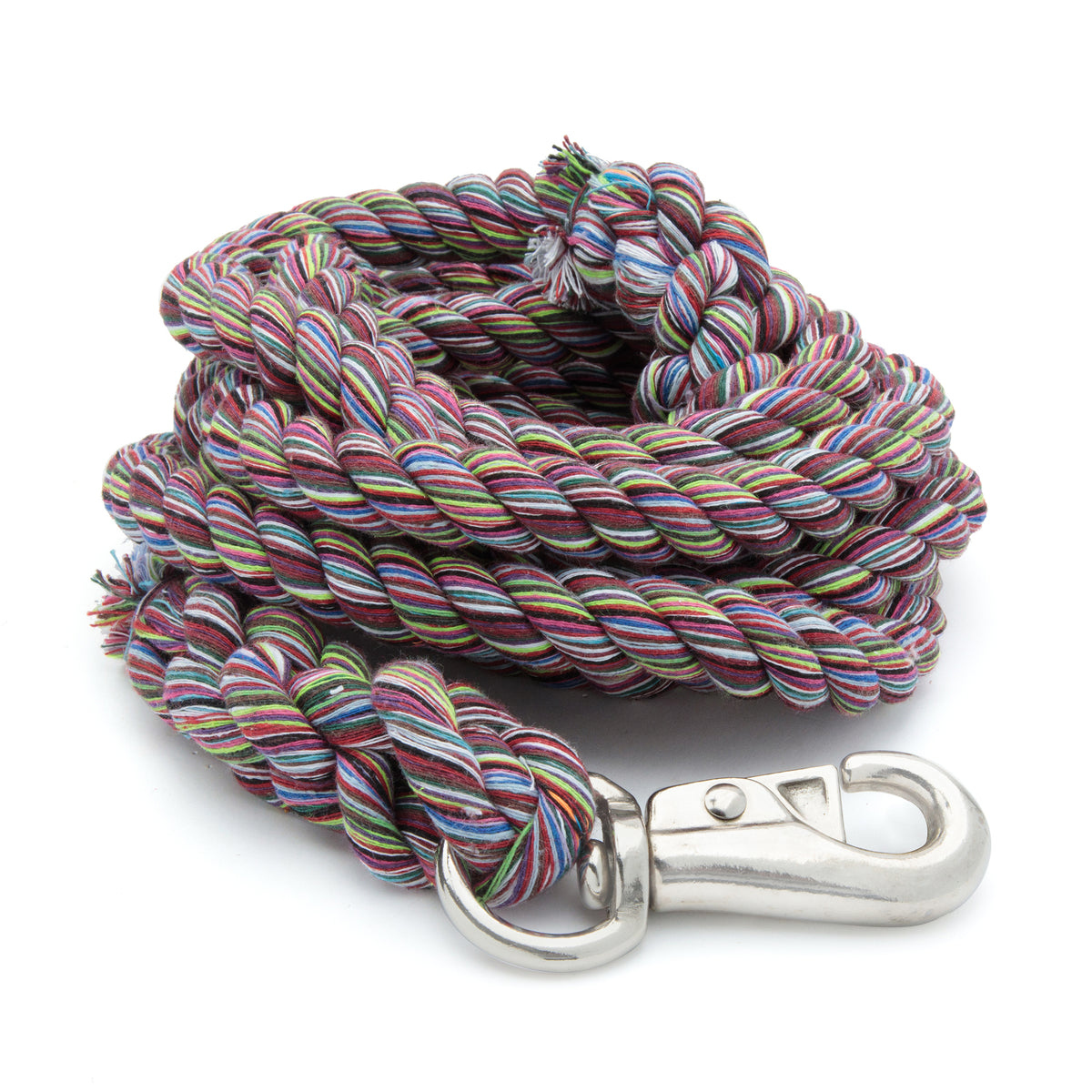 Multi Coloured Rope Multi-Colored Cotton Lead Rope with Nickel Plated Bull Snap – Weaver Equine