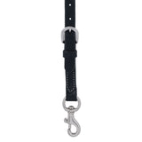 Black Leather Floral Buckstitch Contoured Breast Collar