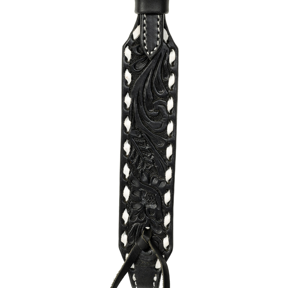 Black Leather Floral Buckstitch Headstall