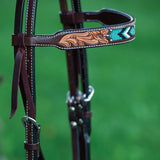 Turquoise Cross Turquoise Beaded 5/8" Browband Headstall