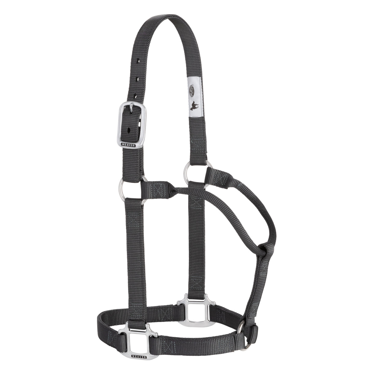 Original Non-Adjustable Nylon Halter, Chrome Plated Hardware, Average