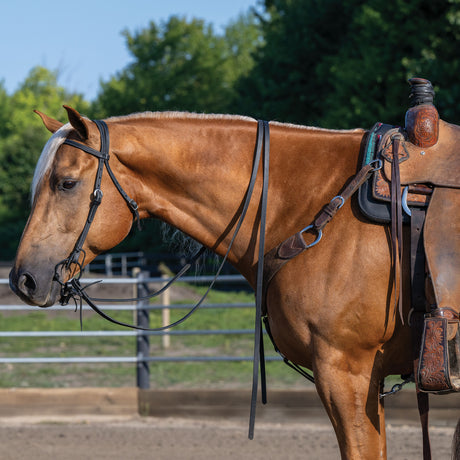 Black Leather Split Reins, 5/8" x 7'