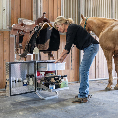 Rolling Tack Box with Saddle Rack
