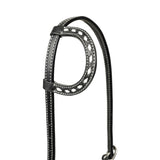 Black Leather Floral Buckstitch Headstall