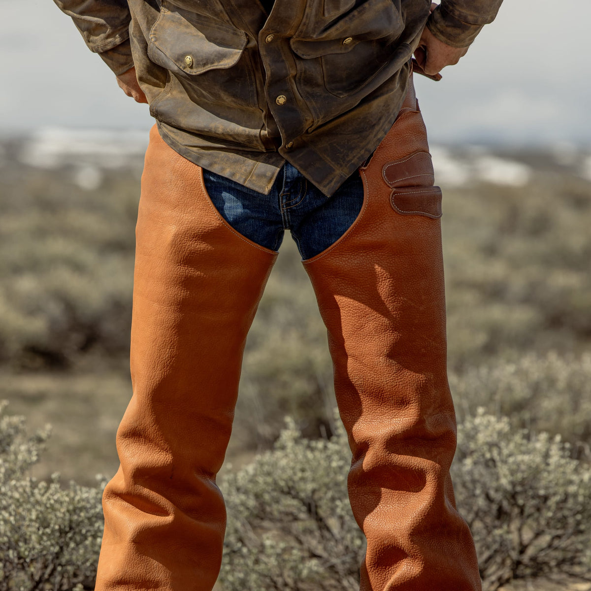 Western Leather Chaps, Water Resistant Hermann Oak