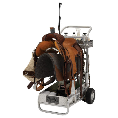 Rolling Barn Utility Cart with Saddle Rack & Grooming Basket