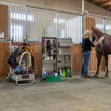 Rolling Barn Utility Cart with Saddle Rack & Grooming Basket