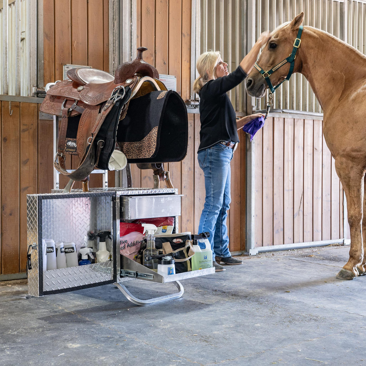 Rolling Tack Box with Saddle Rack