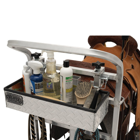 Rolling Barn Utility Cart with Saddle Rack & Grooming Basket