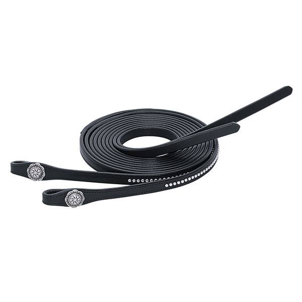 Back in Black Split Reins, 5/8" x 8