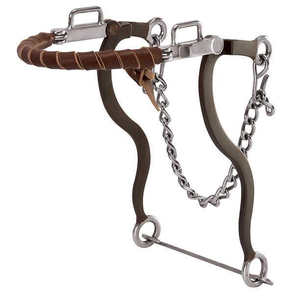 Hackamore with Brown Latigo Leather Wrapped Noseband