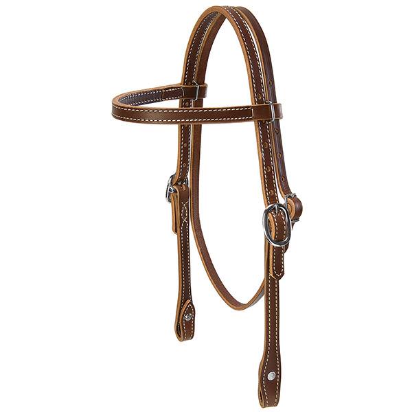 Doubled and Stitched Harness Leather Browband Headstall, Pony
