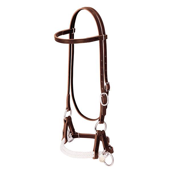 Deluxe Latigo Leather Side Pull, Double Rope