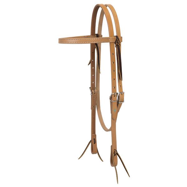 Turquoise Cross Skirting Leather Browband Headstall, Light Oiled