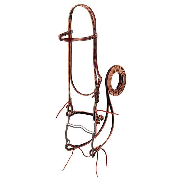 Latigo Leather Browband Bridle with Single Cheek Buckle, Pony