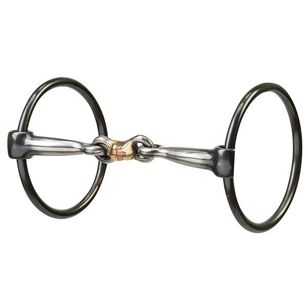 Ring Snaffle Bit with 5" Sweet Iron Dogbone Mouth with Copper Inlay