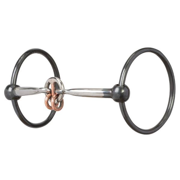 Ring Snaffle Bit with 5" Sweet Iron Smooth Lifesaver Mouth with Copper Rings