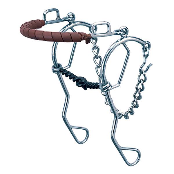 Combination Hackamore with Sweet Iron Twisted Wire Snaffle Mouth