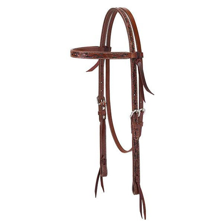 Turquoise Cross Floral Carved 5/8" Browband Headstall