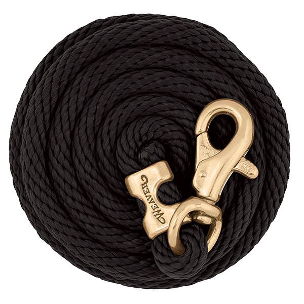 Poly Lead Rope with Brass Plated Bull Trigger Snap, Black